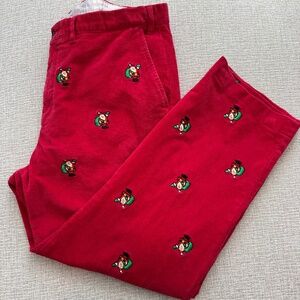 CASTAWAY CLOTHING BEACHCOMBER Mens Corduroy Pant Crimson with Santa Size 40
